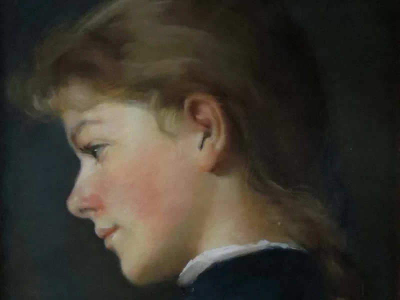1860-May Hallowell Loud - Ritratto di profilo di una giovane donna, 1887